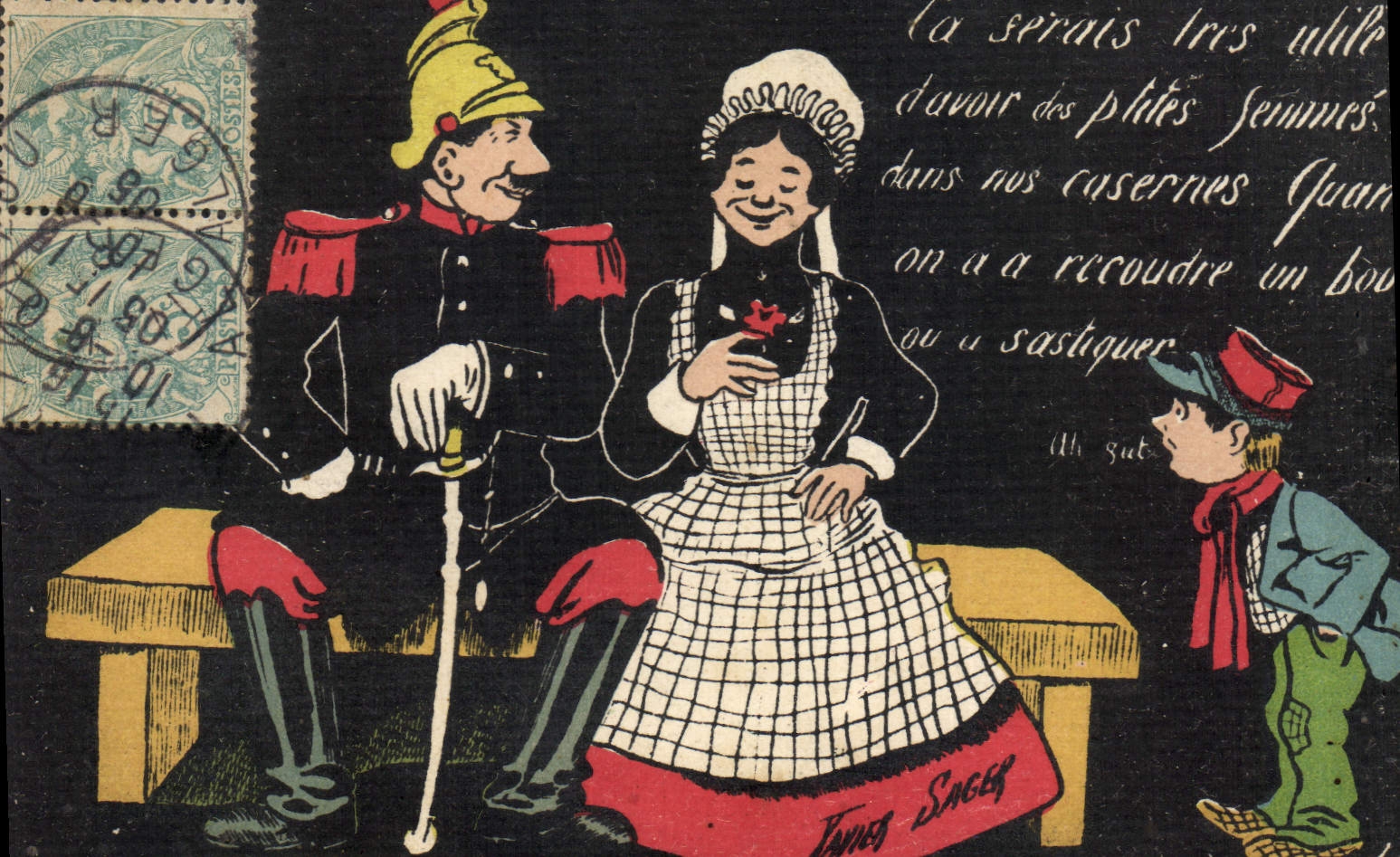 Vintage Postcard Fantasy Illustrator Sager Militaria Woman