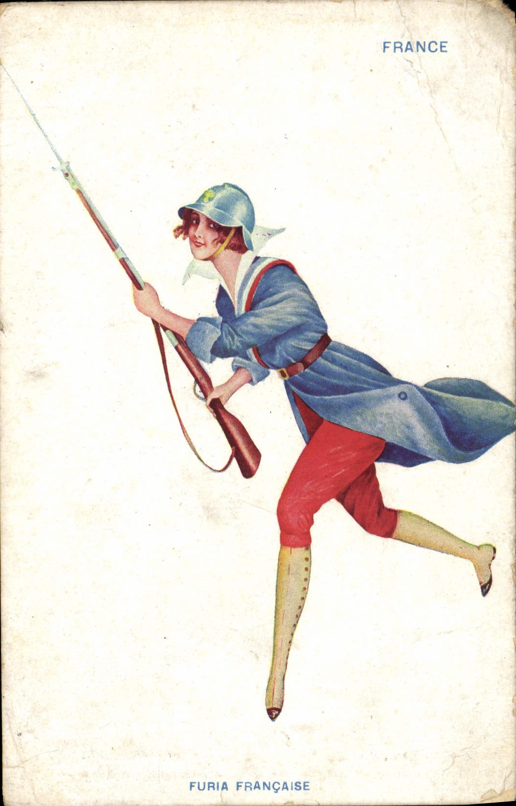Vintage Postcard Fantasy Illustrator Sager Woman French France Furia Militaria