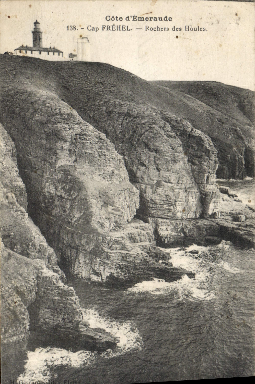 Vintage Postcard Headlight Cape Frehel Rocks of the Swells