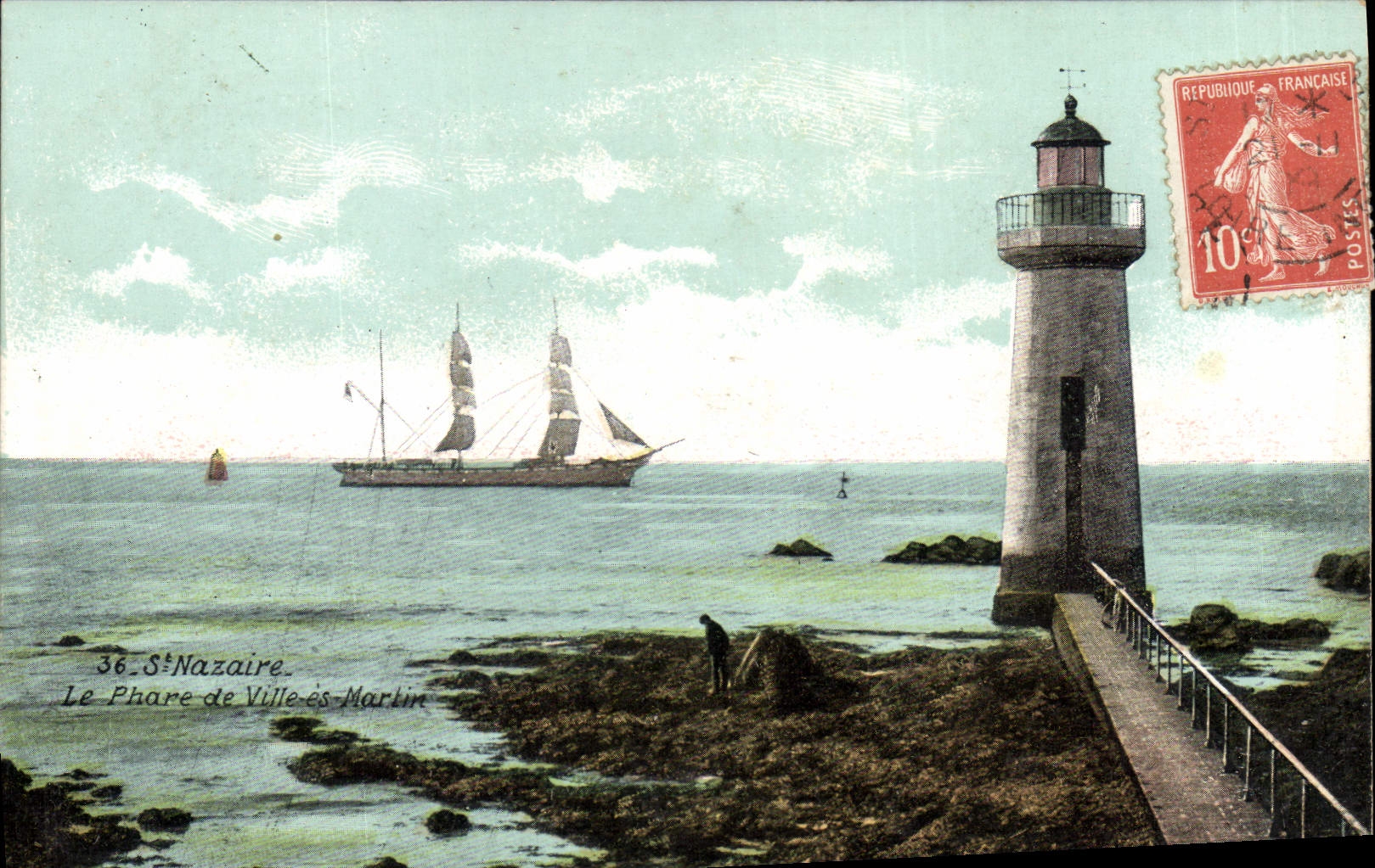 Vintage Postcard St Nazaire the Headlight of City be Martin