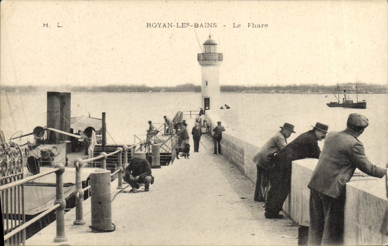 Vintage Postcard Royan Headlight the Baths Boat