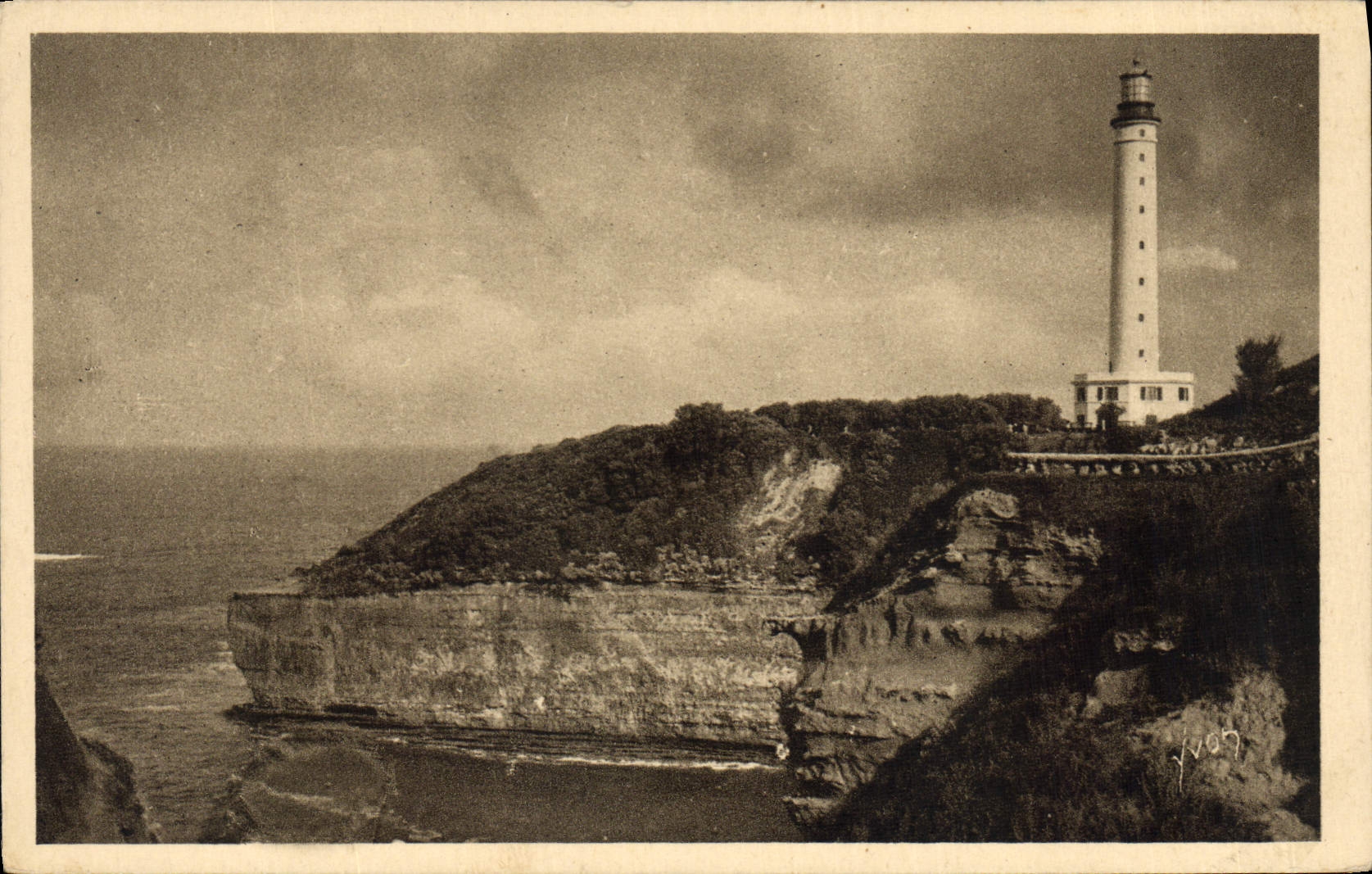 Vintage Postcard Biarritz Headlight the Holy Cape Martin and the headlight
