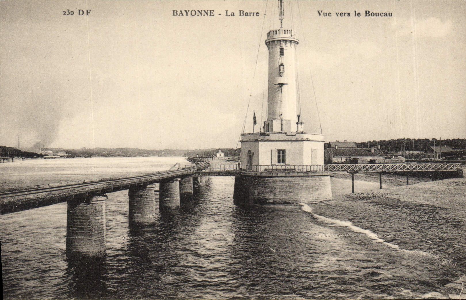 Vintage Postcard Bayonne Headlight the Bar Seen towards Boucau