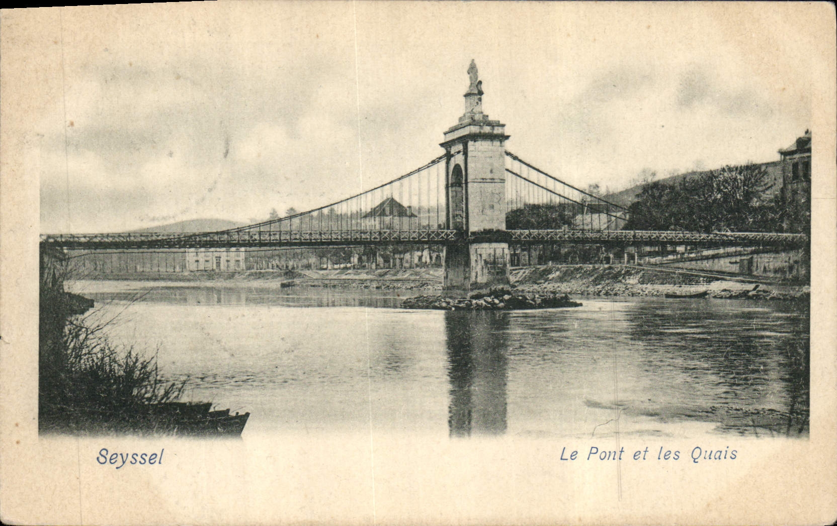 Postal el Puente y los muelles Seyssel