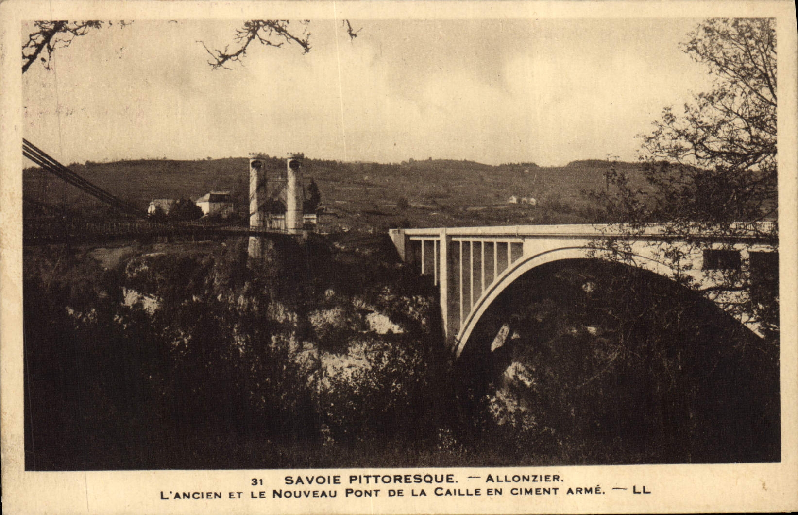 CPA Pont Savoie Allonzier L'ancien et le nouveau pont de la Caille en ciment arme