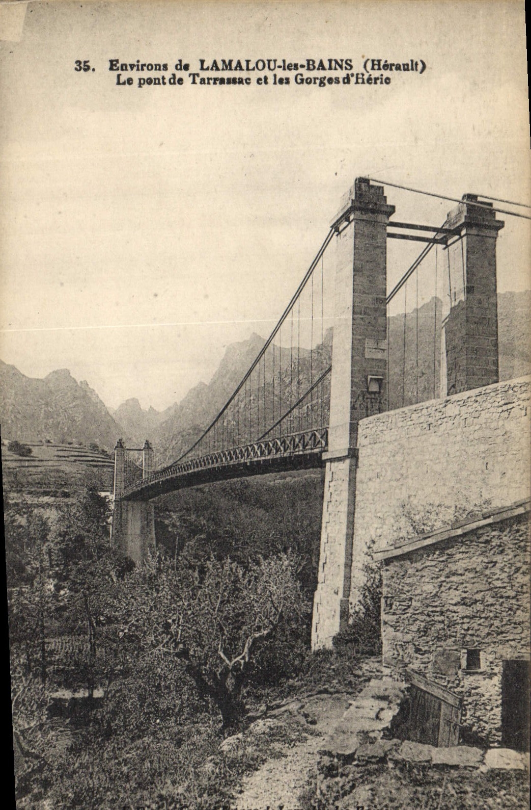 Vintage Postcard Bridge Surroundings of Lamalou Baths the bridge of Tarrassac and throats of Herie