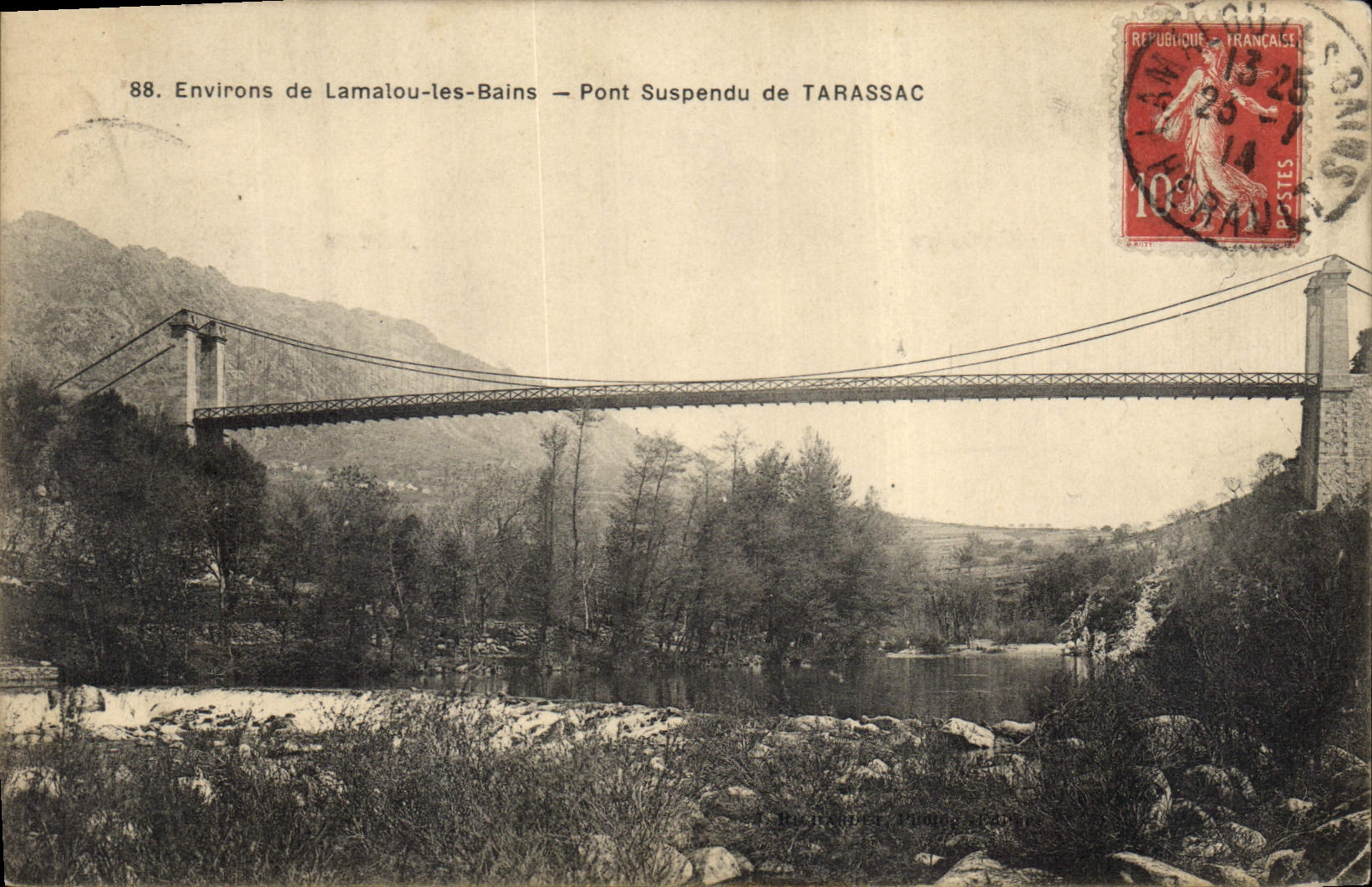 Postal Puente Alrededores de Lamalou los Baños Puente suspendido de Tarassac