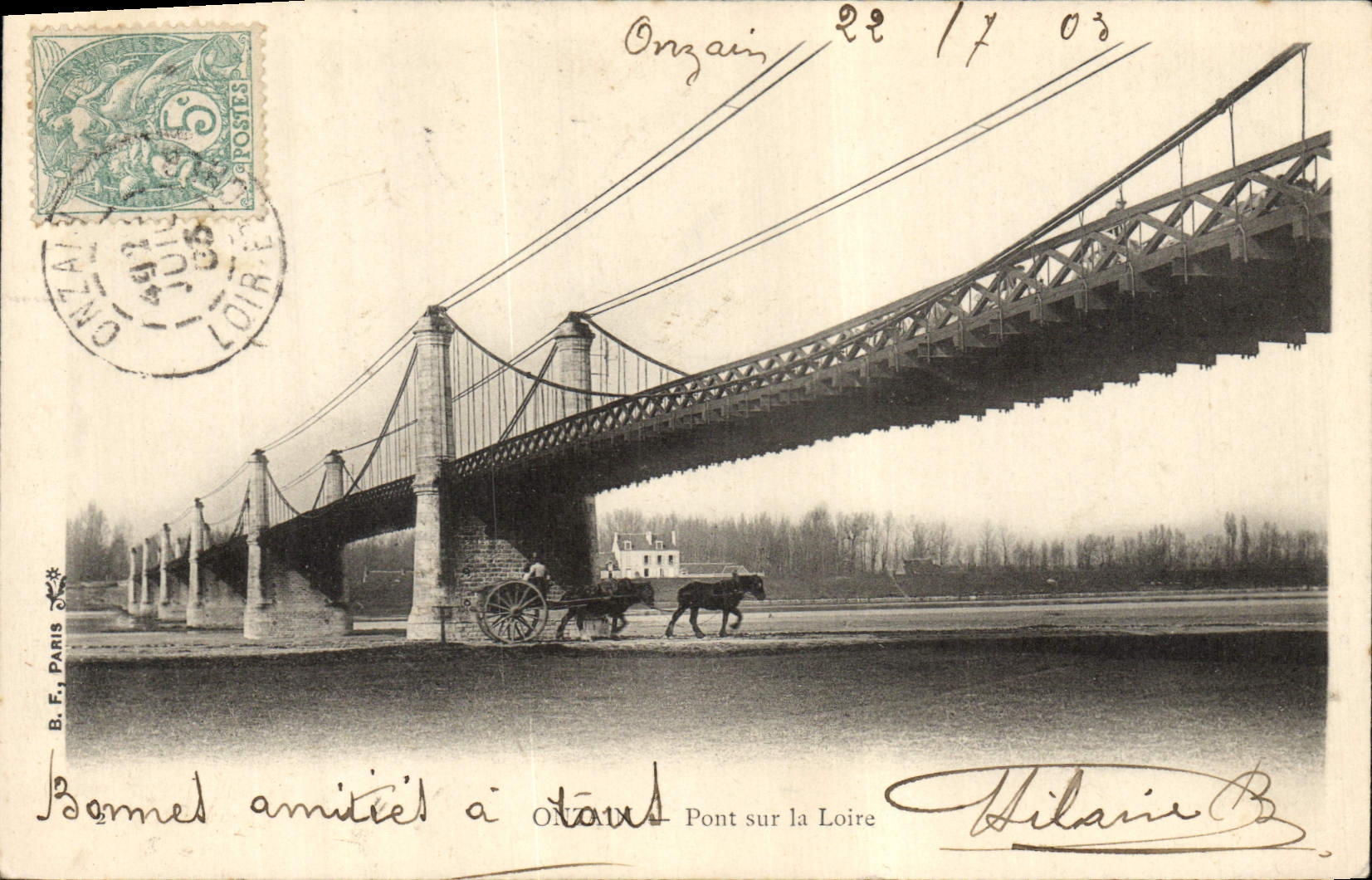 Postal Puente sobre el Loira Onzain