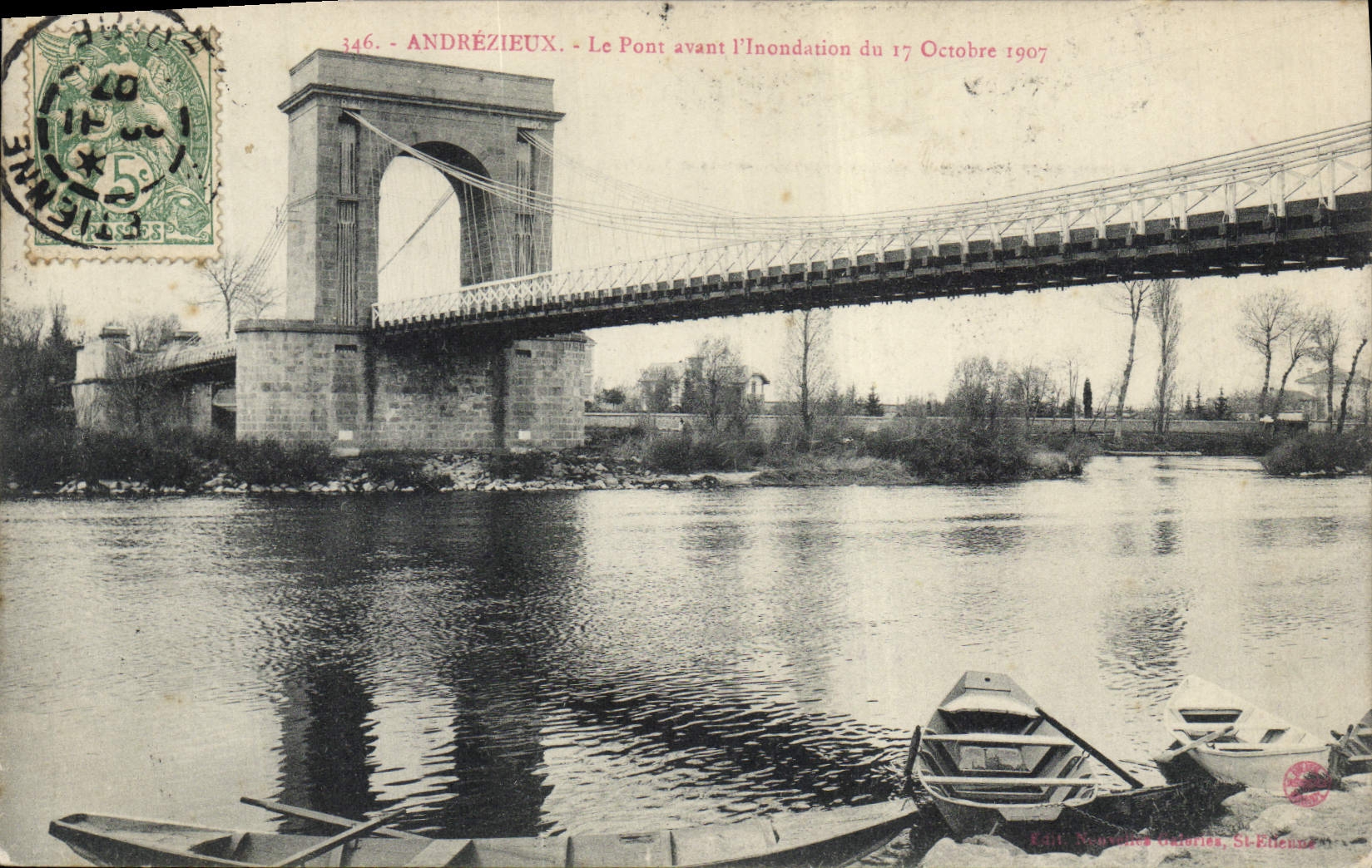 Vintage Postcard Andrezieux the Bridge before the flood of October 17th, 1907