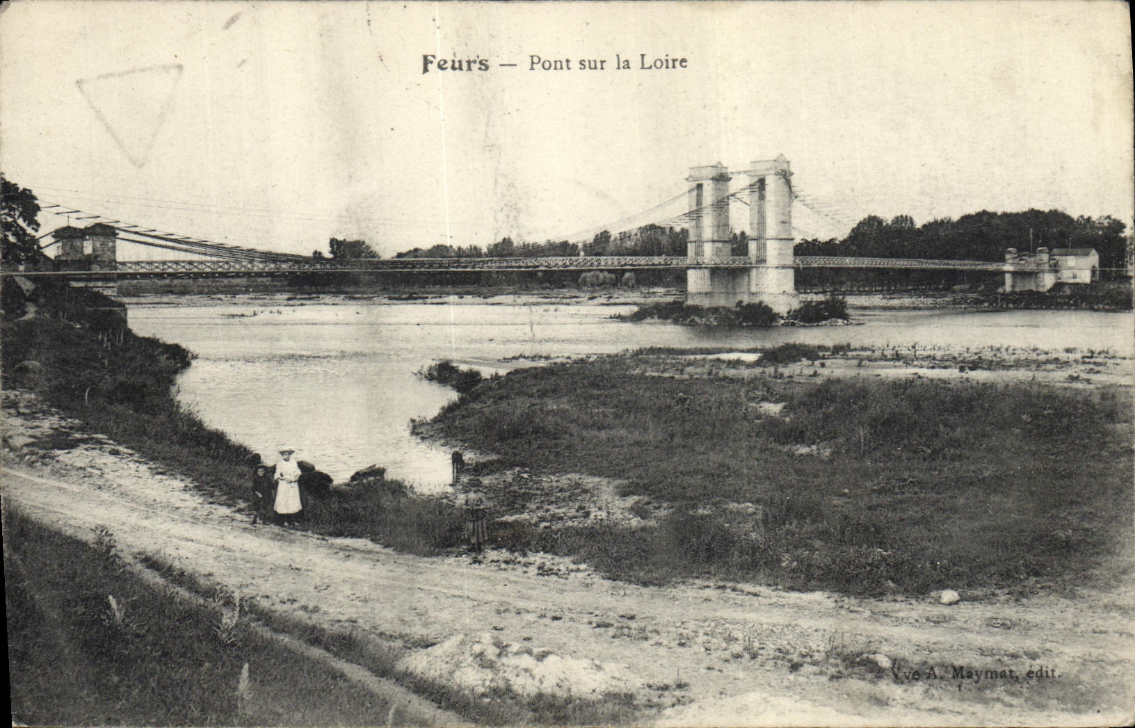 Vintage Postcard Bridge on the Loire Feurs