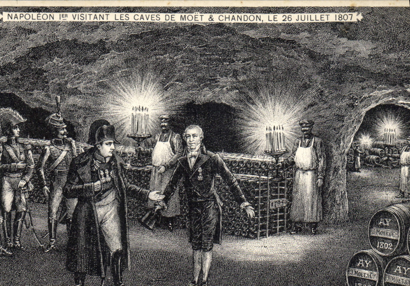 CPA Folklore Vin Vendange Champagne Napoleon 1er visitant les caves de Moet et Chandon