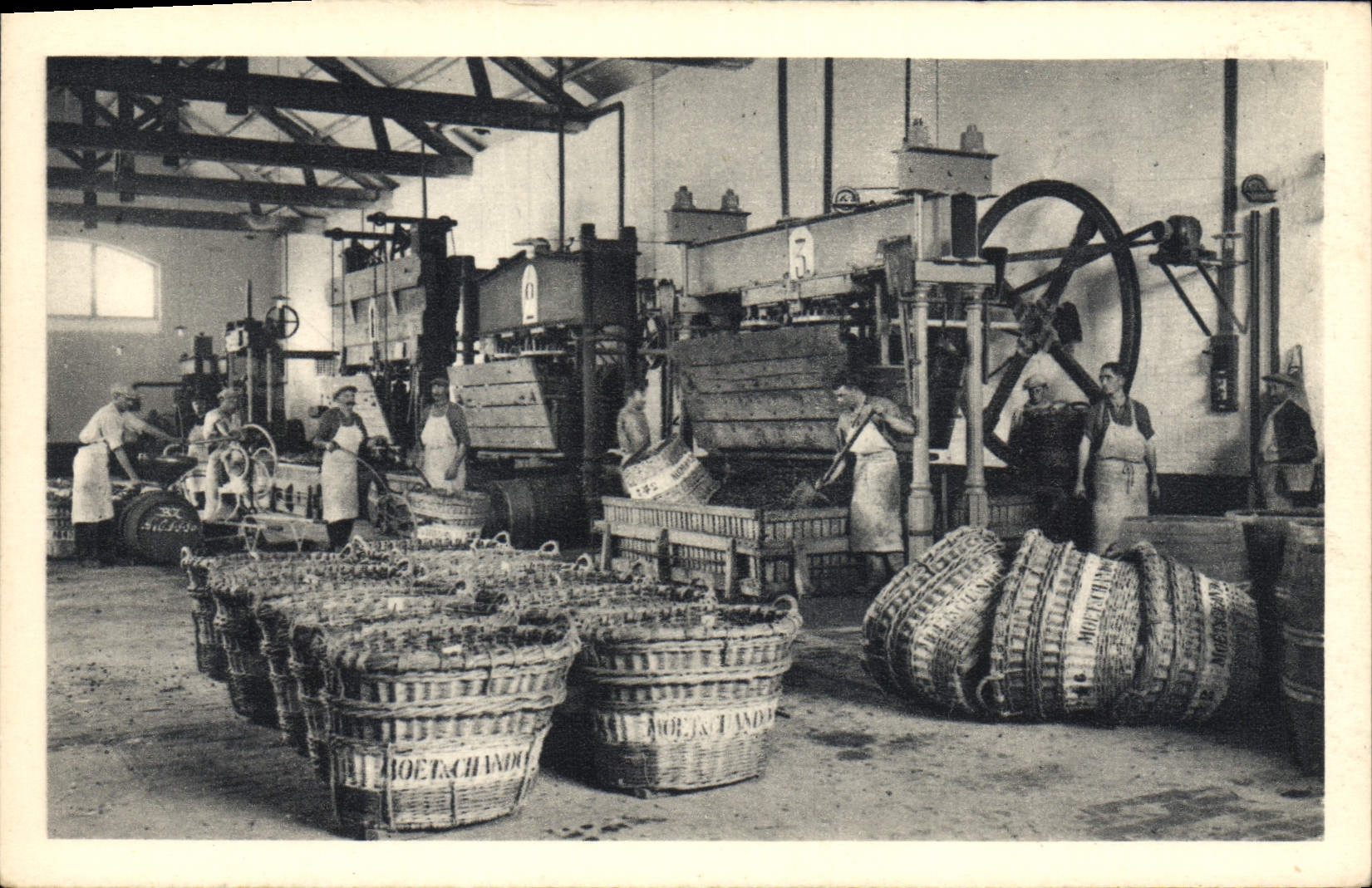 Vintage Postcard Folklore Wine Vintage Moet & Chandon Champagne the grape basket of the maisona Bouzy