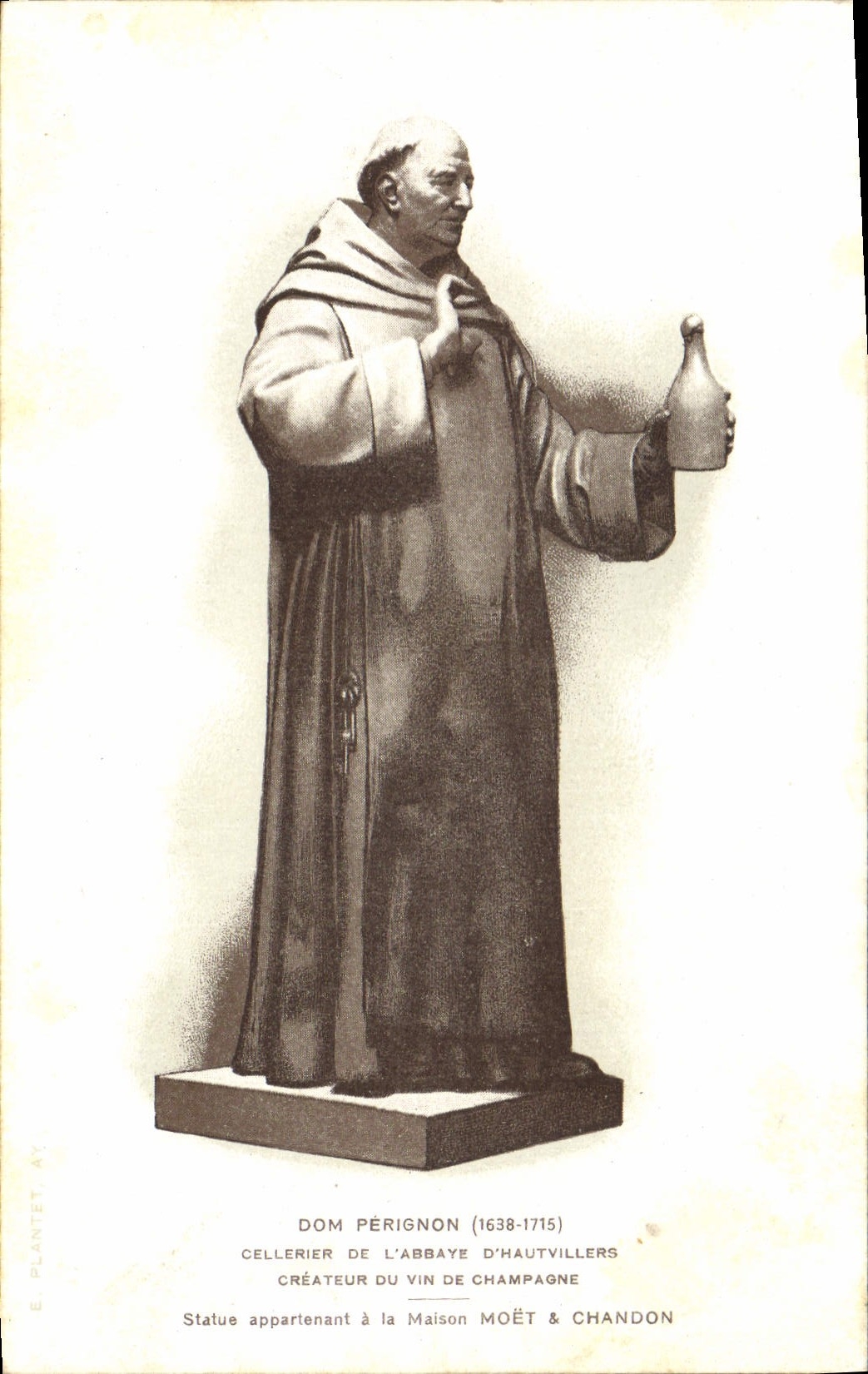 Vintage Postcard Folklore Wine Vintage Champagne Dom Perignon Cellerier of the abbey of Creative wine from champagne Hautvillers Moet and Chandon