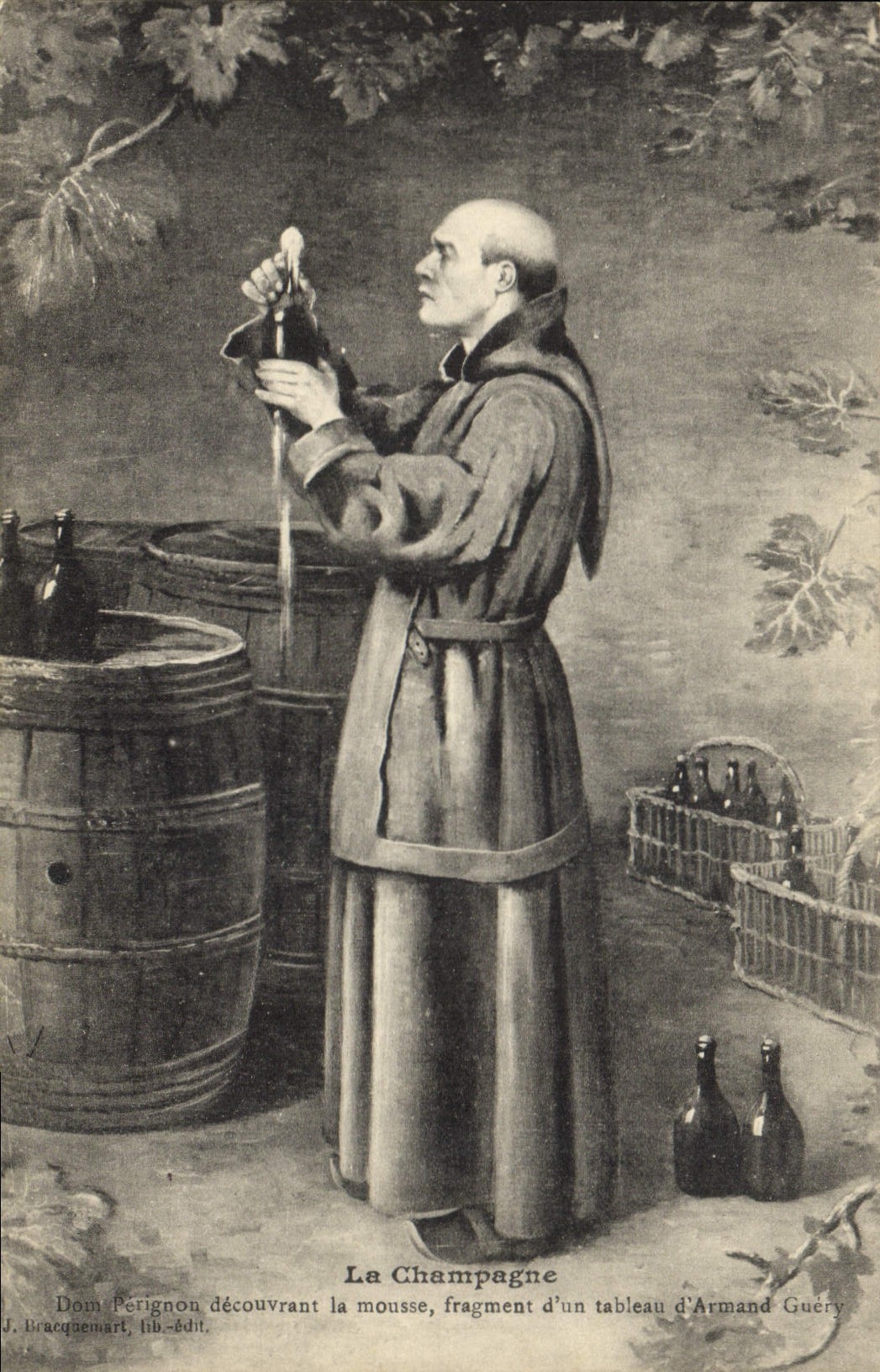 CPA Folklore Vin Vendange Champagne Dom Perignon decouvrant la mousse