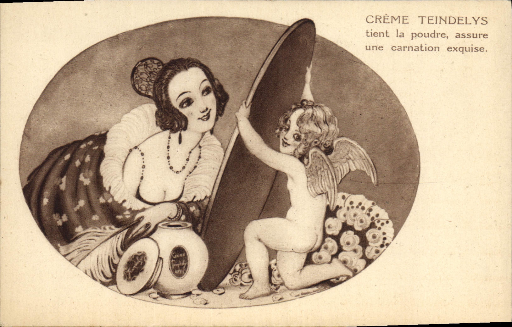 Vintage Postcard Publicite Creams Teindelys Ange Woman