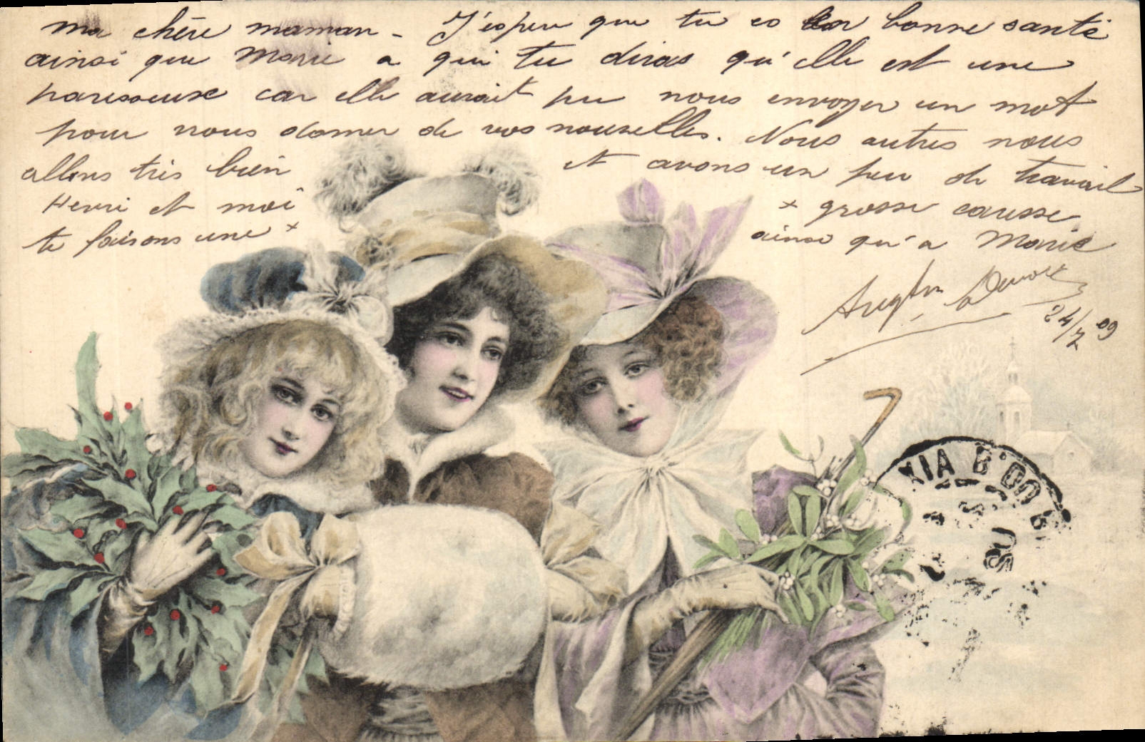 Vintage Postcard Fantasy Femems Illustrator