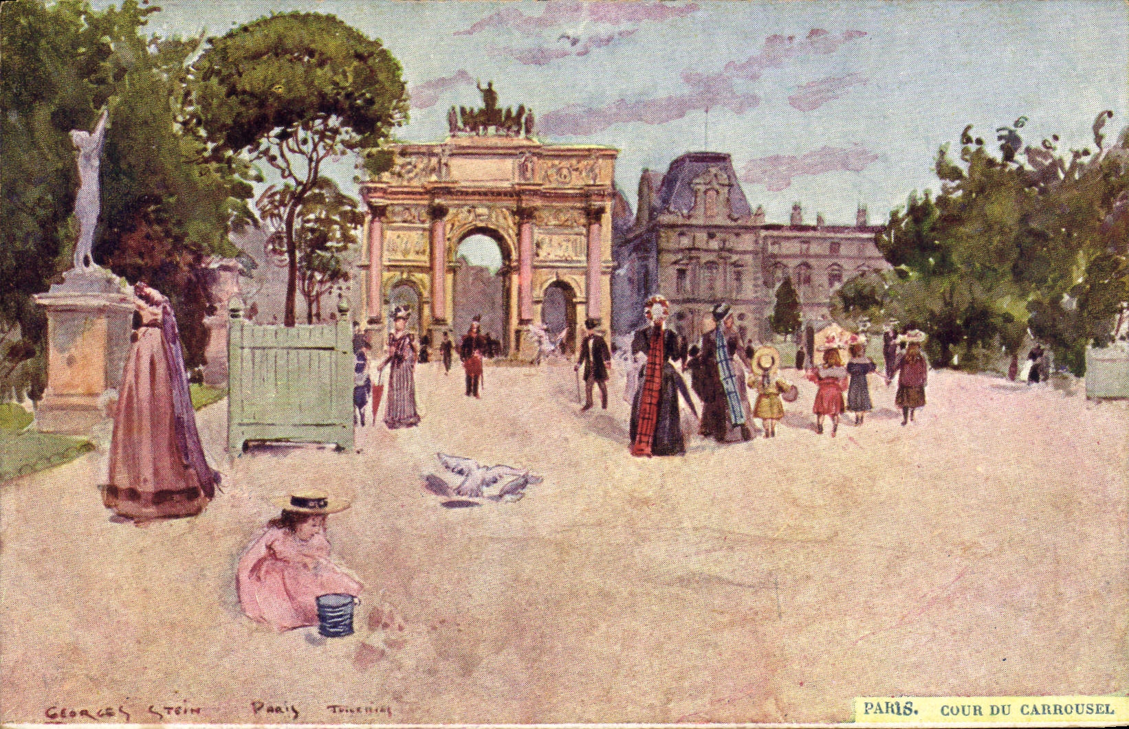 Vintage Postcard Fantasy Illustrator Stein Paris Court of the Carousel