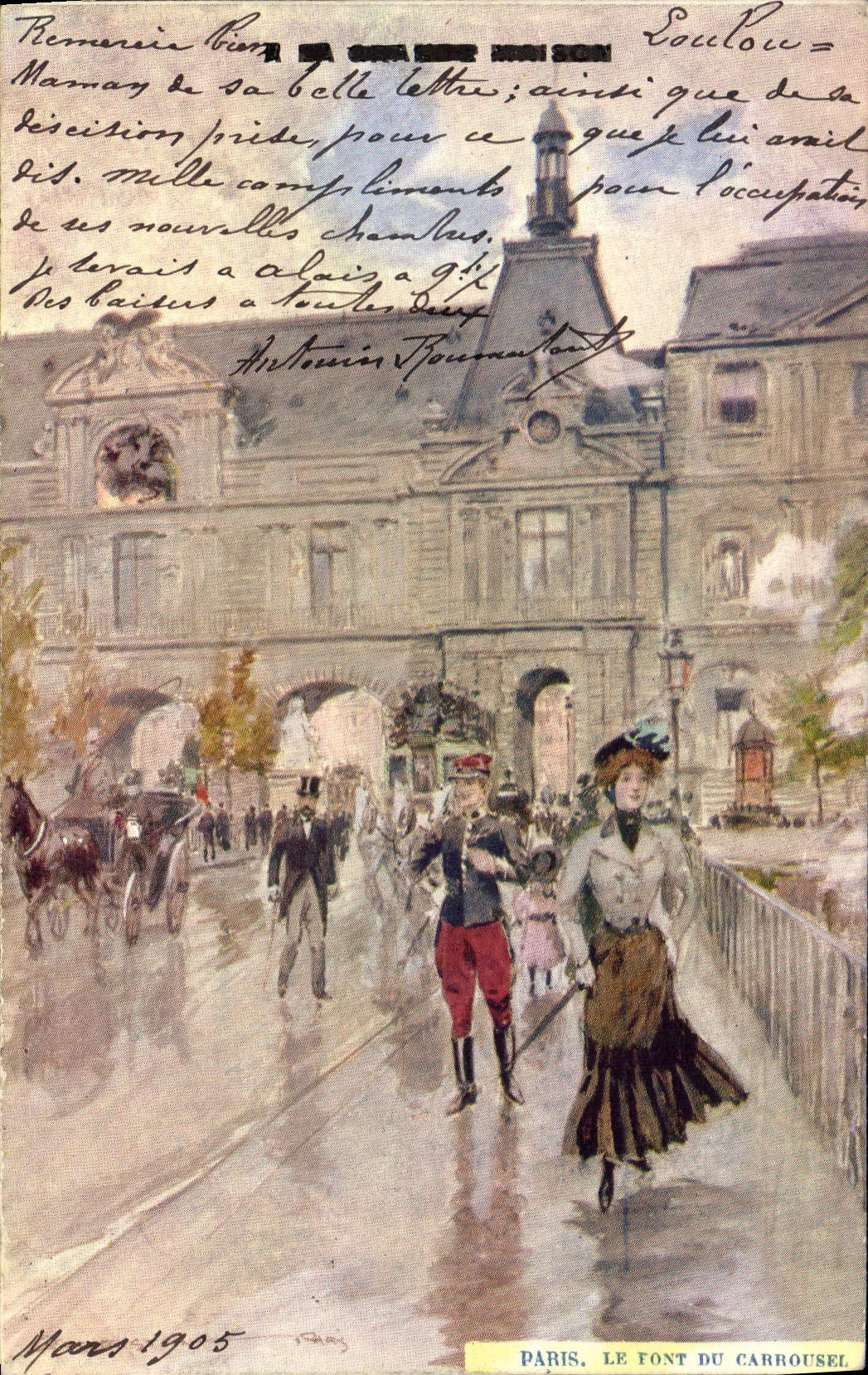 Vintage Postcard Fantasy Illustrator Stein Paris the Bridge of the Carousel