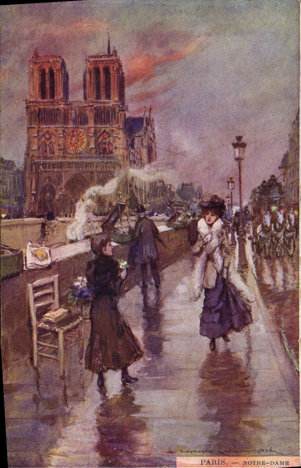 Vintage Postcard Fantasy Illustrator Stein Paris Notre Dame