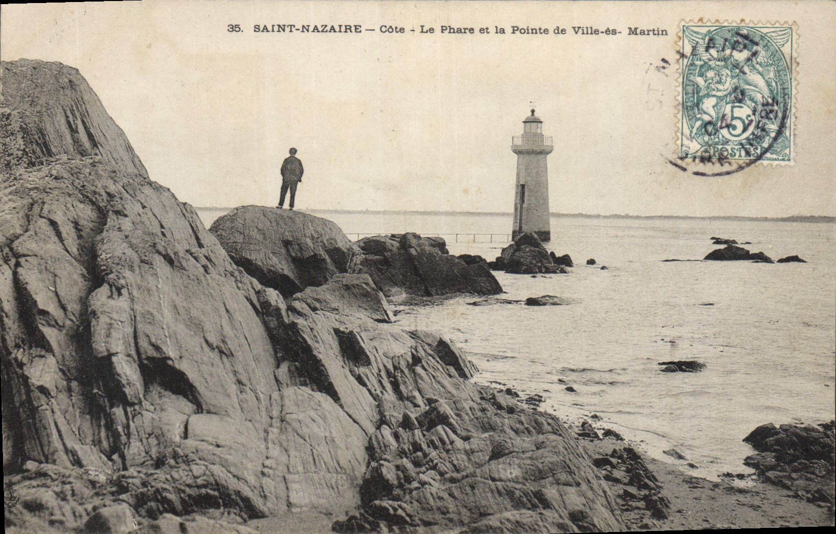 Vintage Postcard Headlight Saint Nazaire the headlight and the point of City be Martin
