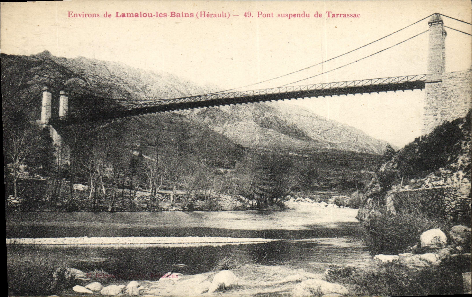 Postal Puente suspendido de Tarrassac Alrededores de Lamalou los Baños