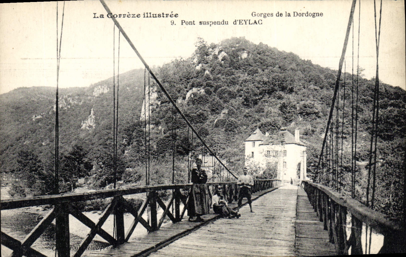 Postal Puente suspendido de Eylac Gargantas de Dordogne