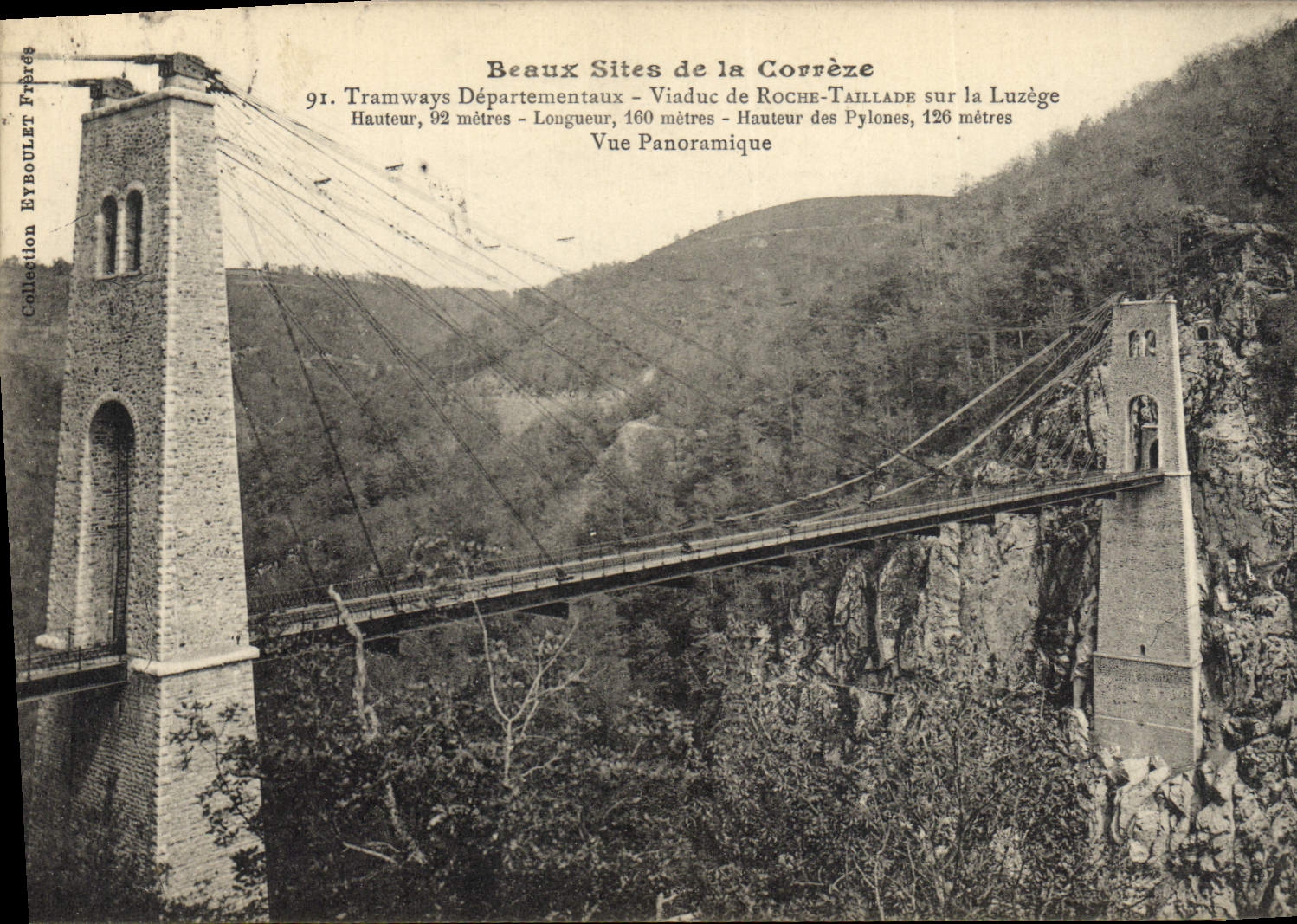 Vintage Postcard Pont departmental Trams Viaduc of Rock Gashes on Luzege Vue panoramic