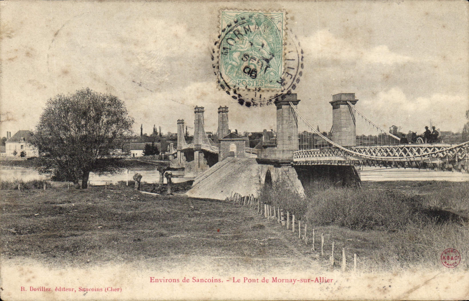 Vintage Postcard Bridge Surroundings of Sancoins the bridge of Mornay on Combining