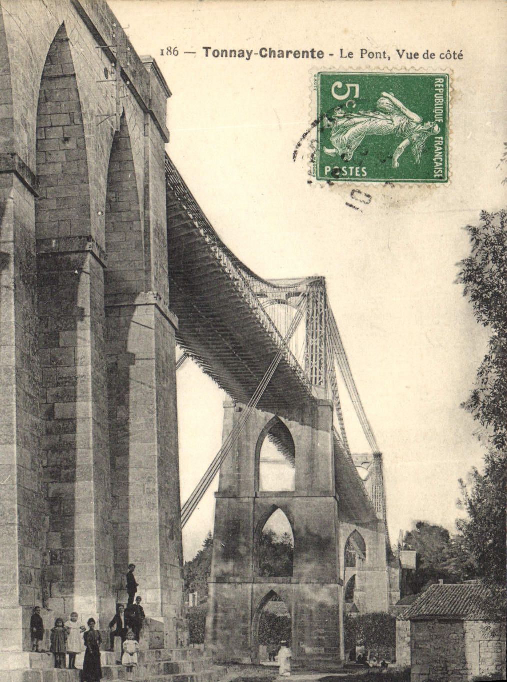 Vintage Postcard Bridge Seen of dimension Tonnay Charente