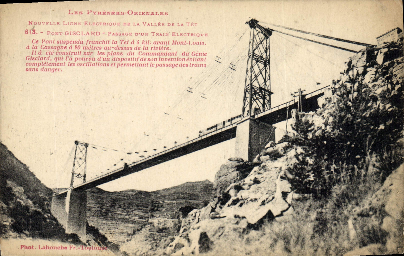 Vintage Postcard Bridge Gisclard Passage of an electric train