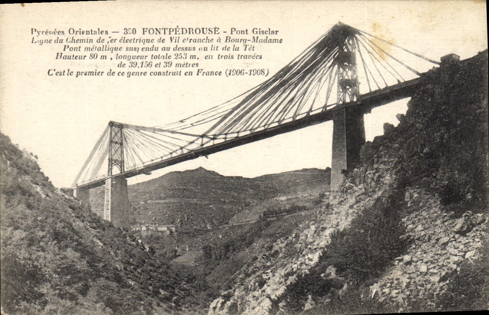 CPA Pont Fontpedreouse Pont Gisclar Ligne du chemin fer electrique de Villefranche a Bourg Madame