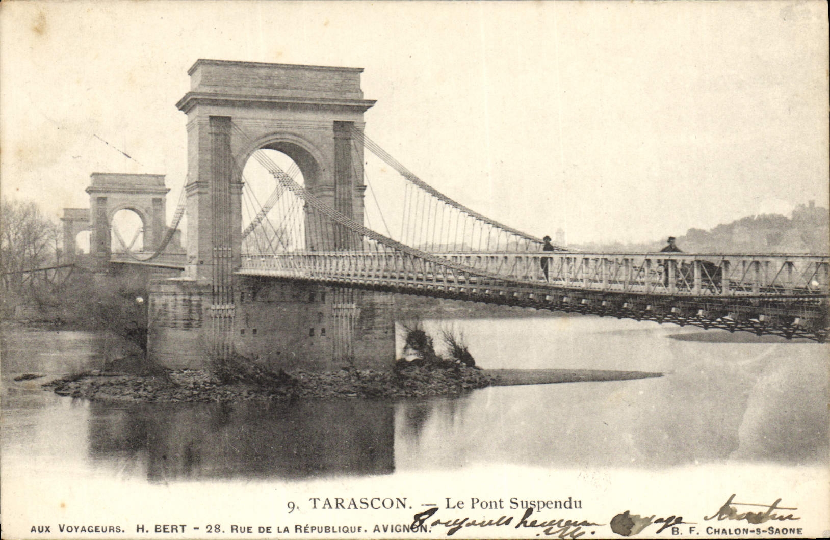 Vintage Postcard Tarascon Suspended bridge
