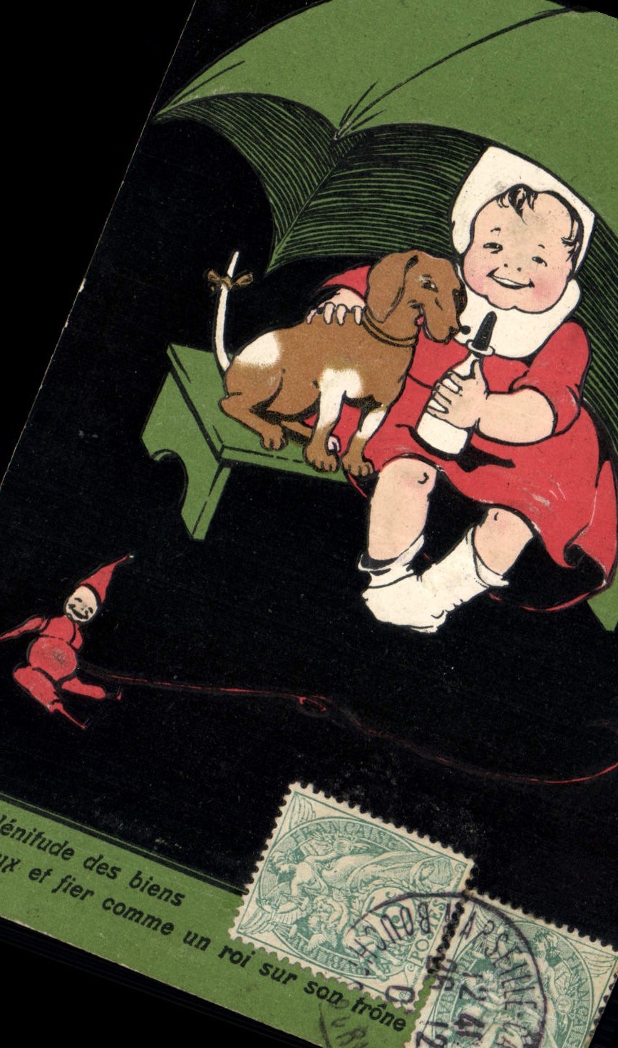 CPA Fantaisie Enfant Chien (en relief) 
