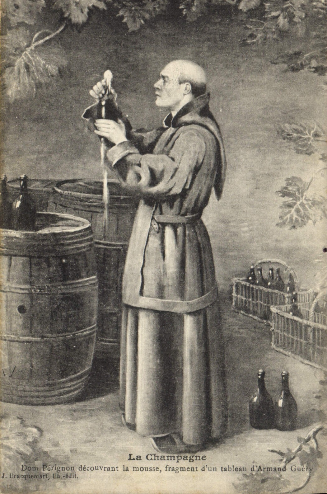 CPA Folklore Vin Vendange Champagne Dom Perignon decouvrant la mousse