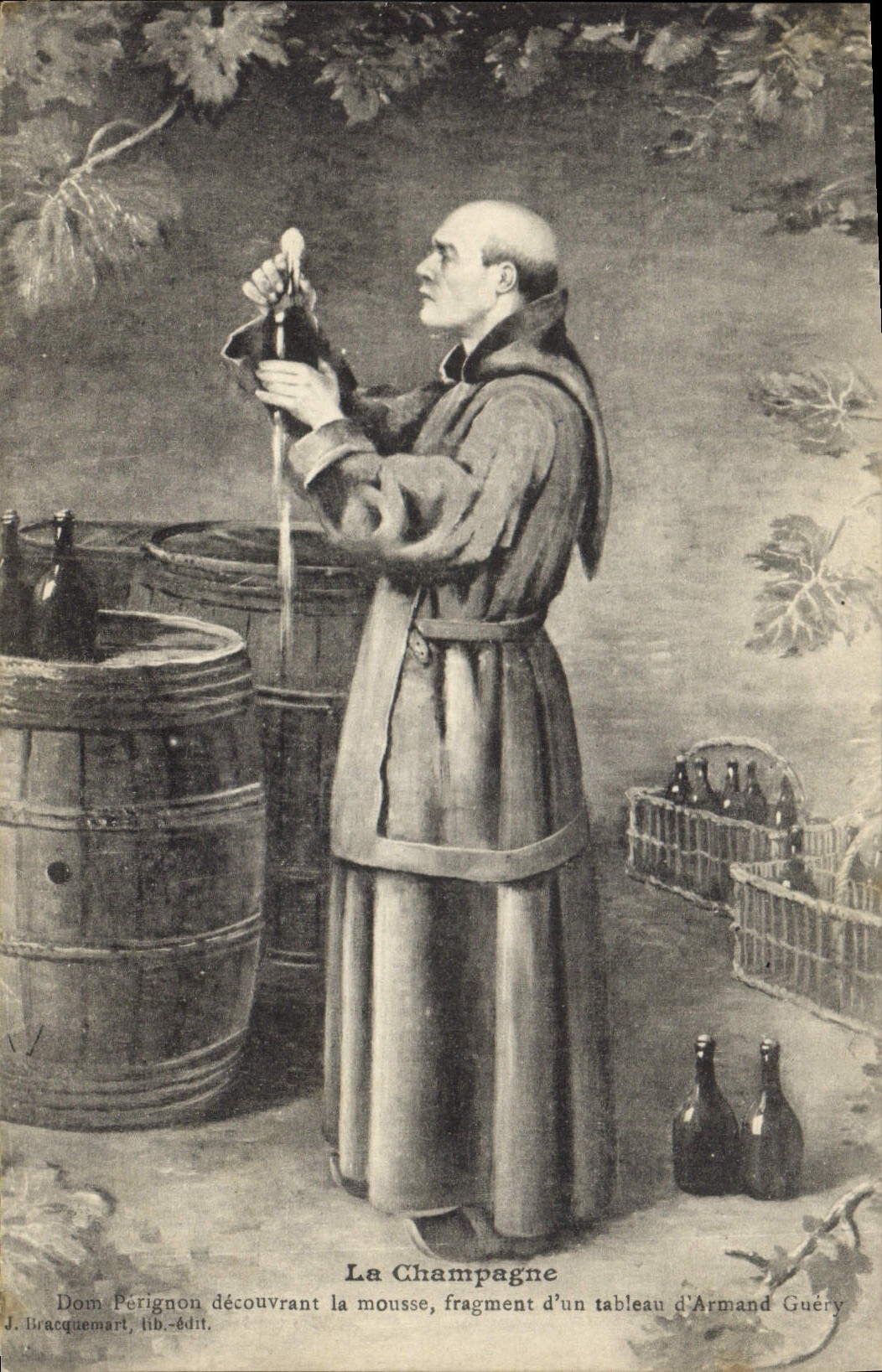 CPA Folklore Vin Vendange Champagne Dom Perignon decouvrant la mousse