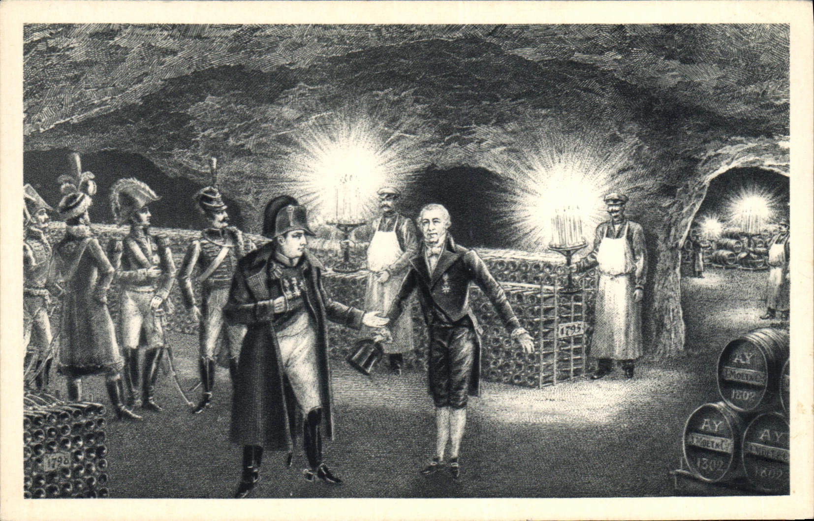 CPA Folklore Vin Vendange Champagne Moet & Chandon Jean Remy Moet maire d'Epernay recoit la visite de Napoleon 1er