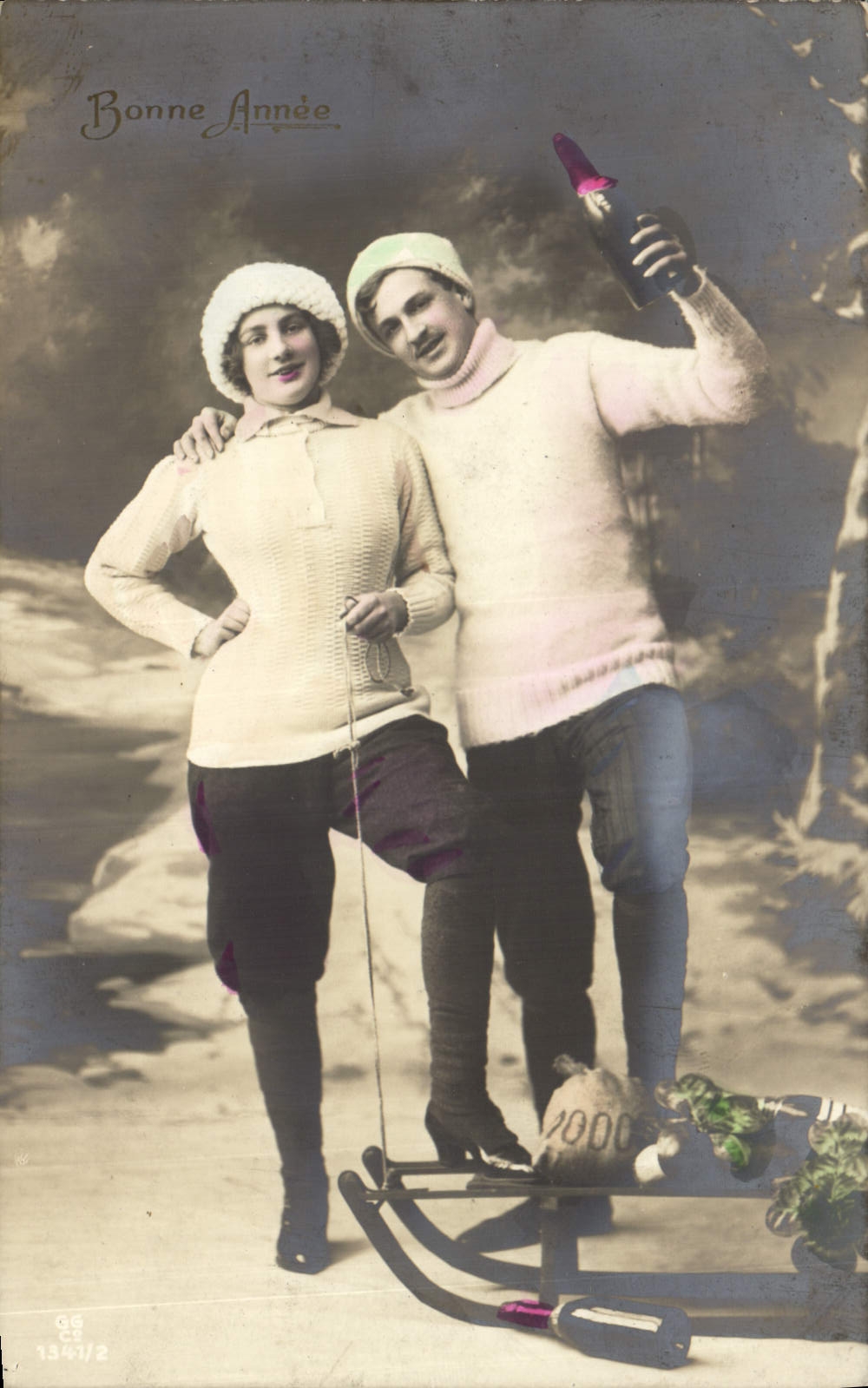 CPA Fantaisie Enfant Luge Champagne 