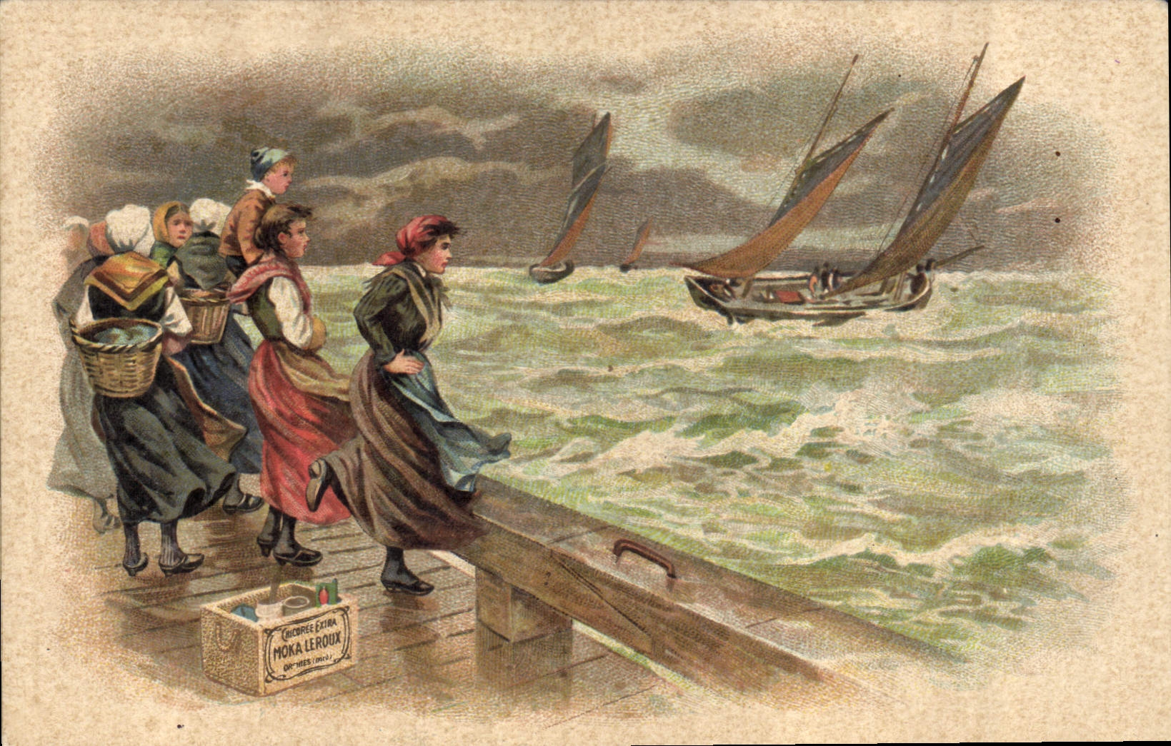 CPA Publicite Chicoree Moka Leroux Bateau de peche