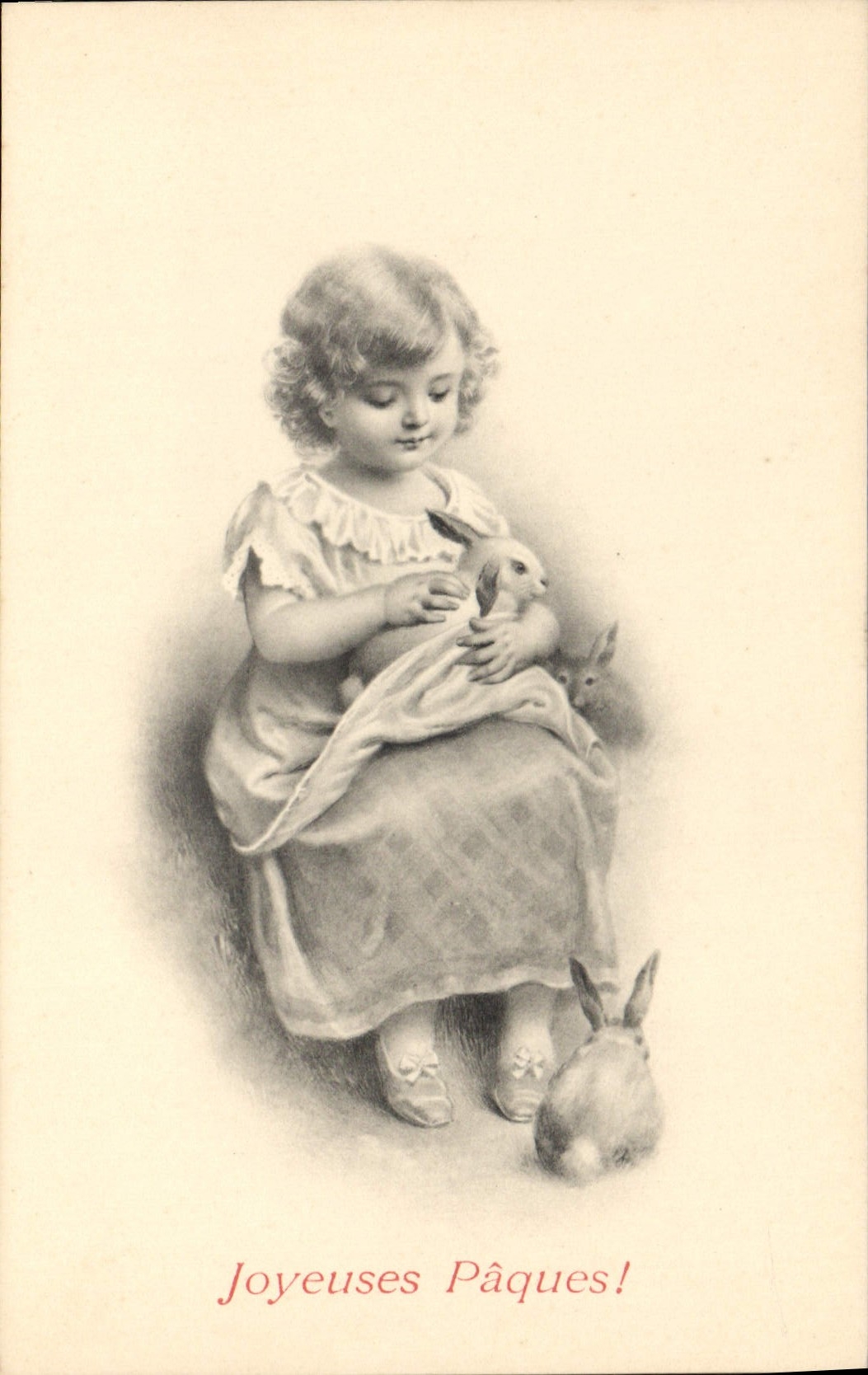 Vintage Postcard Fantasy Illustrator Child Rabbit Easter Rabbits
