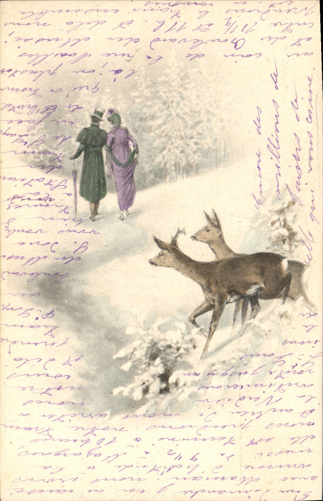 Vintage Postcard Fantasy Illustrator Woman Hinds