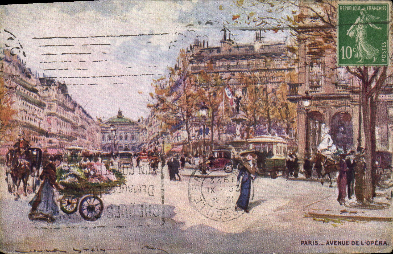 Vintage Postcard Fantasy Illustrator Stein Paris Avenue of the Opera