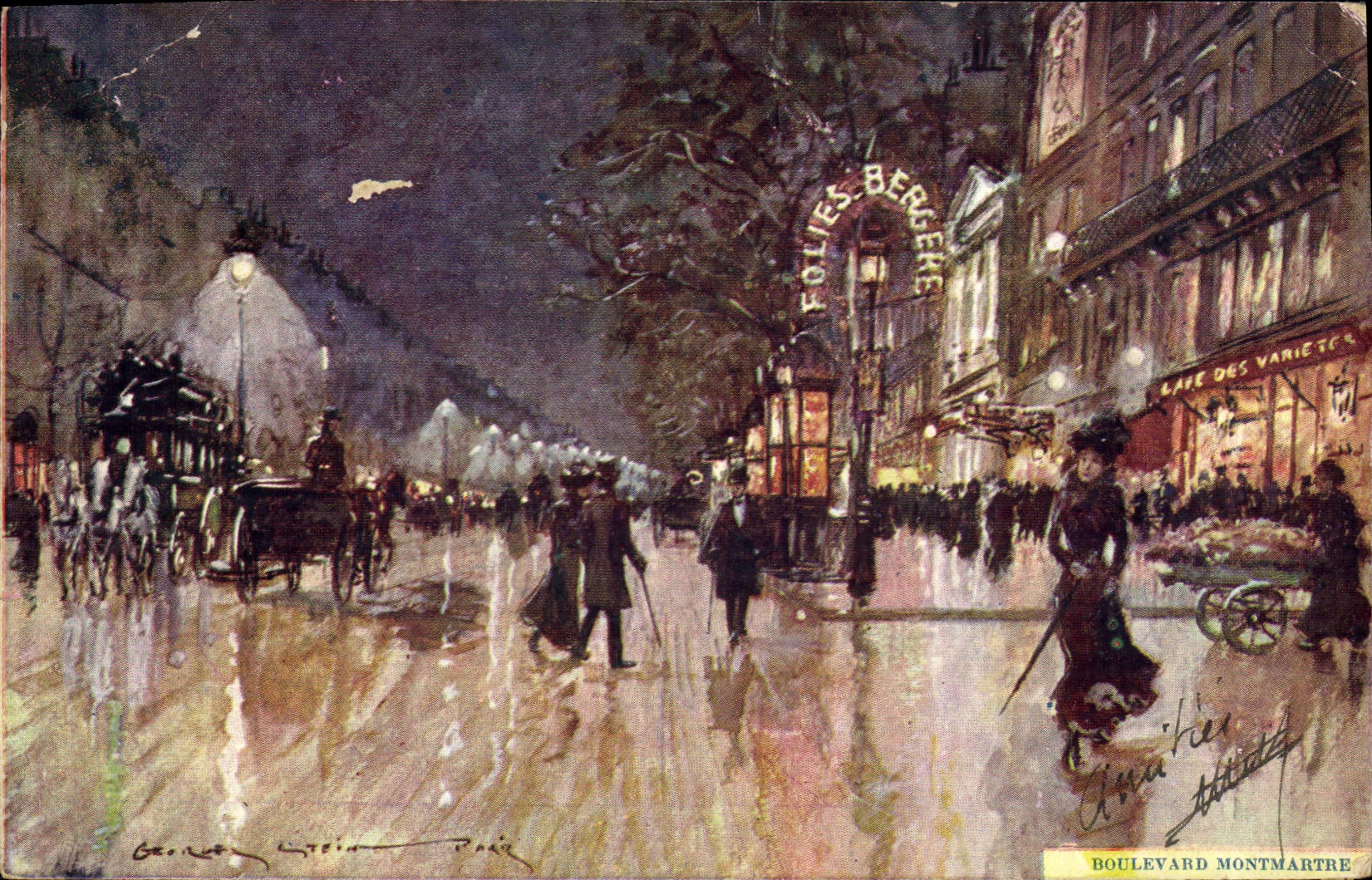 Vintage Postcard Fantasy Illustrator Stein Paris Montmartre Boulevard