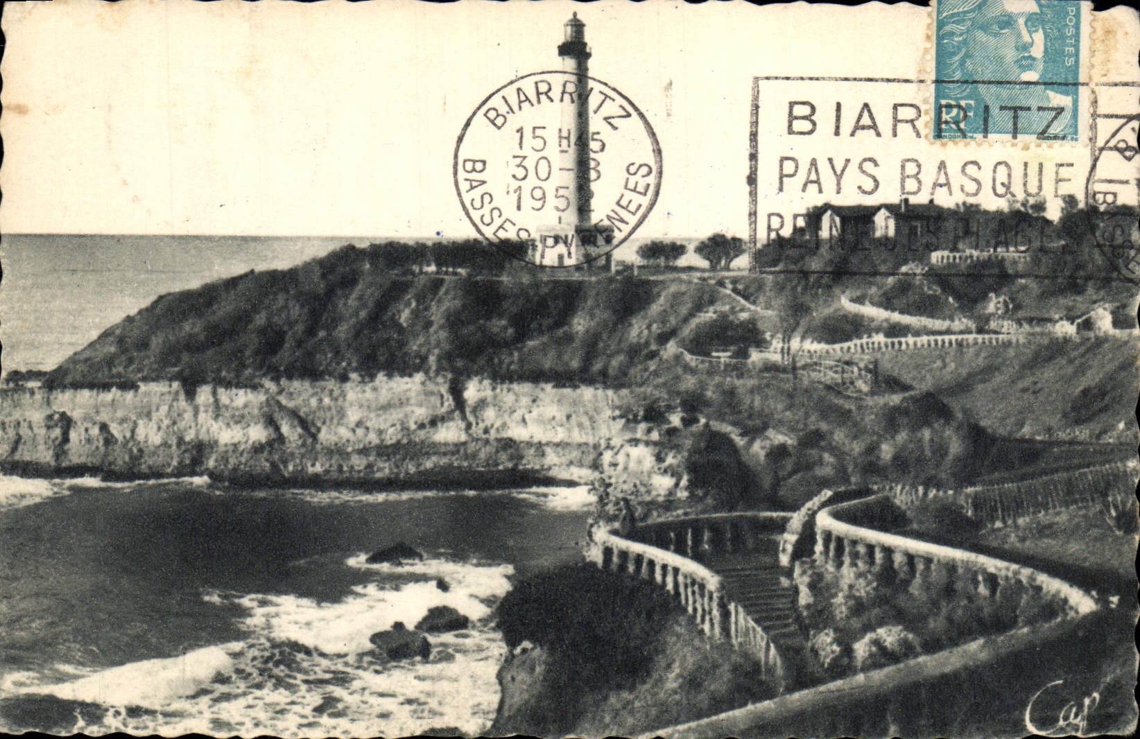 Vintage Postcard Biarritz the Headlight and new gardens