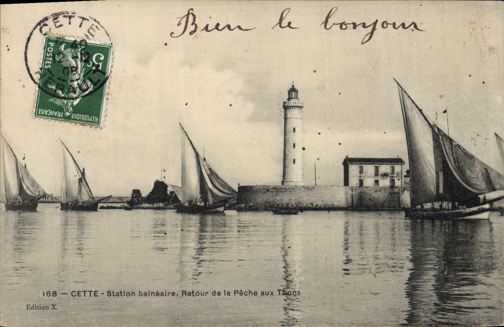 CPA Phare Cette Retour de la peche aux thons Bateaux