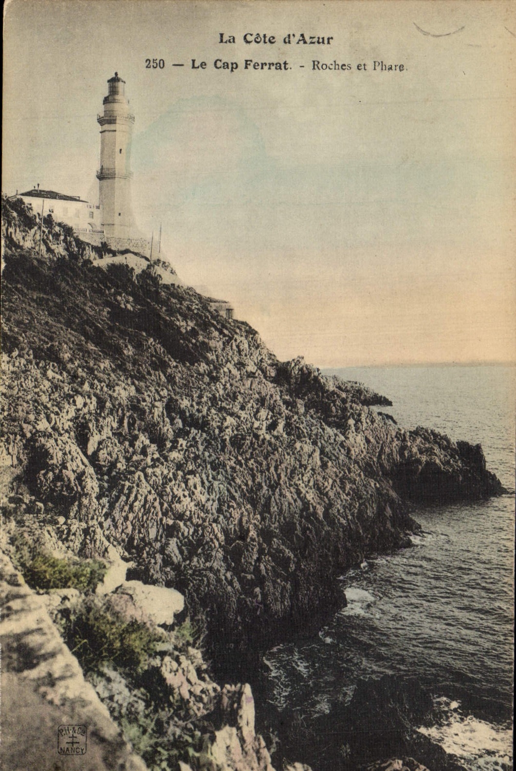 Vintage Postcard Headlight the Cape Ferrat Rocks and headlight
