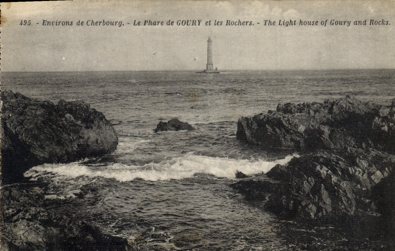 Vintage Postcard Surroundings of Cherbourg the Headlight of Goury and rocks