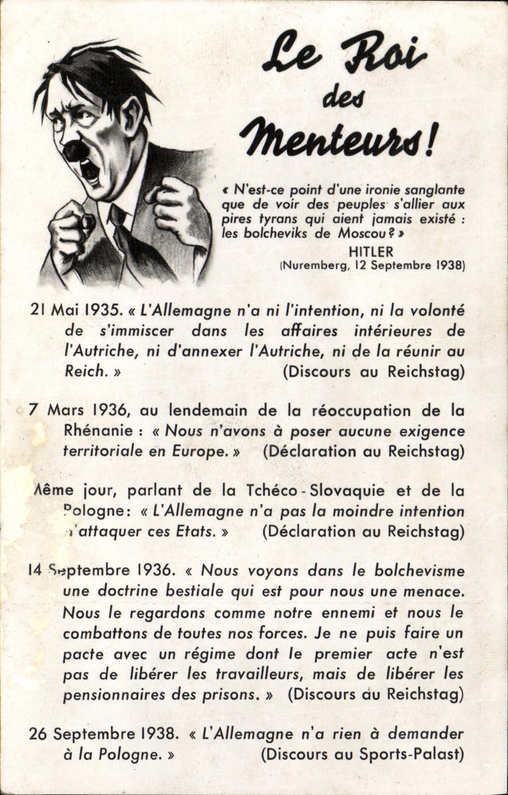 CPM Militaria Le roi des Menteurs Adolf Hitler Nazi