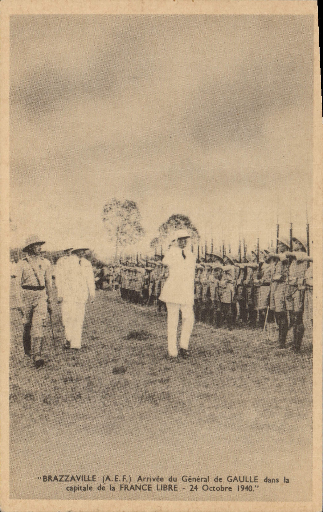 CPM Militaria Brazzaville AEF Arrivee du General de Gaulle dans la capitale de la France Libre 24 octobre 1940