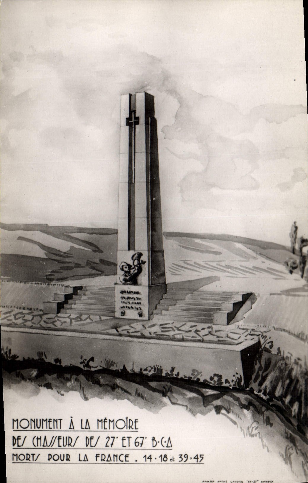 Modern Postcard Militaria Monument has the memory of the hunters of the 27 and 67eme CA died for France