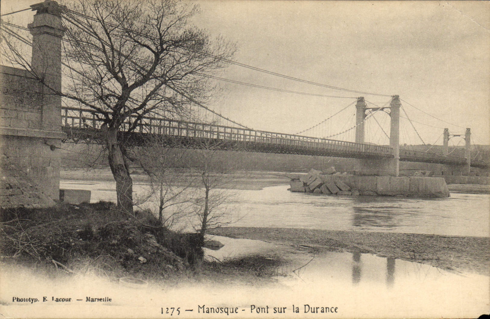 Vintage Postcard Bridge on the Manosque Durance
